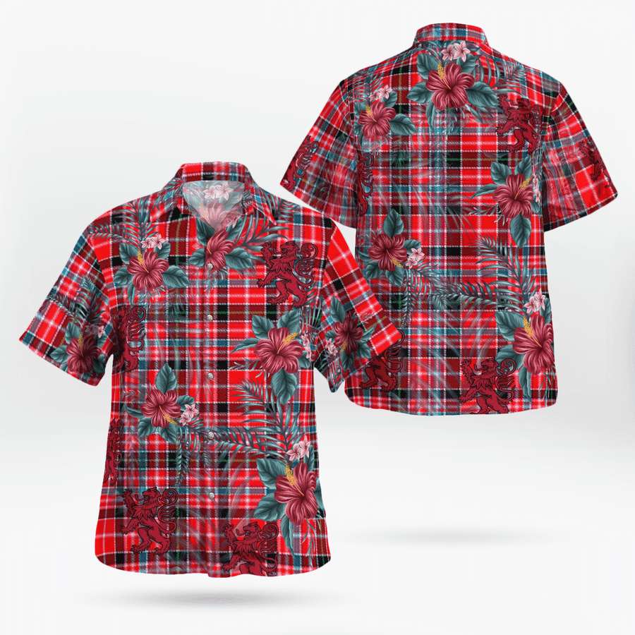 Clan Straiton Aderbeen Tartan Scottish Lion Hawaiian Shirt WQ60 Straiton Aderbeen Tartan Tartan Hawaii Shirt