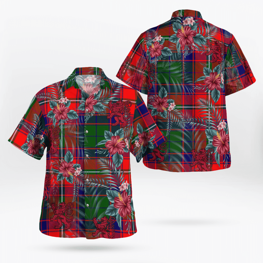 Clan Roxburgh District Tartan Scottish Lion Hawaiian Shirt YA11 Roxburgh District Tartan Tartan Hawaii Shirt