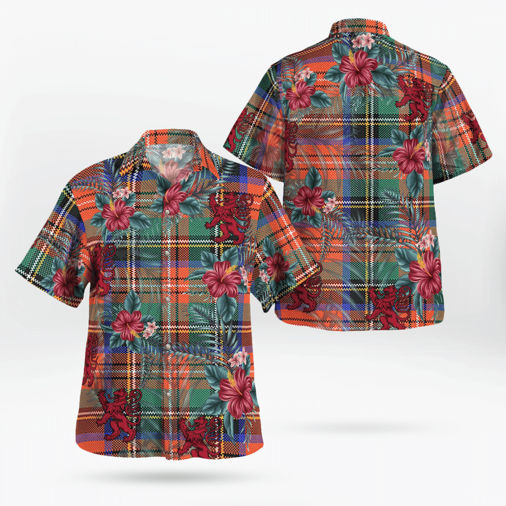 Clan Stewart Royal Ancient Tartan Scottish Lion Hawaiian Shirt WY18 Stewart Royal Ancient Tartan Tartan Hawaii Shirt