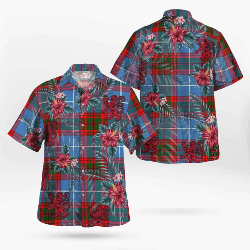 Clan Newton (Edingburg) Tartan Scottish Lion Hawaiian Shirt CT69 Newton (Edingburg) Tartan Tartan Hawaii Shirt