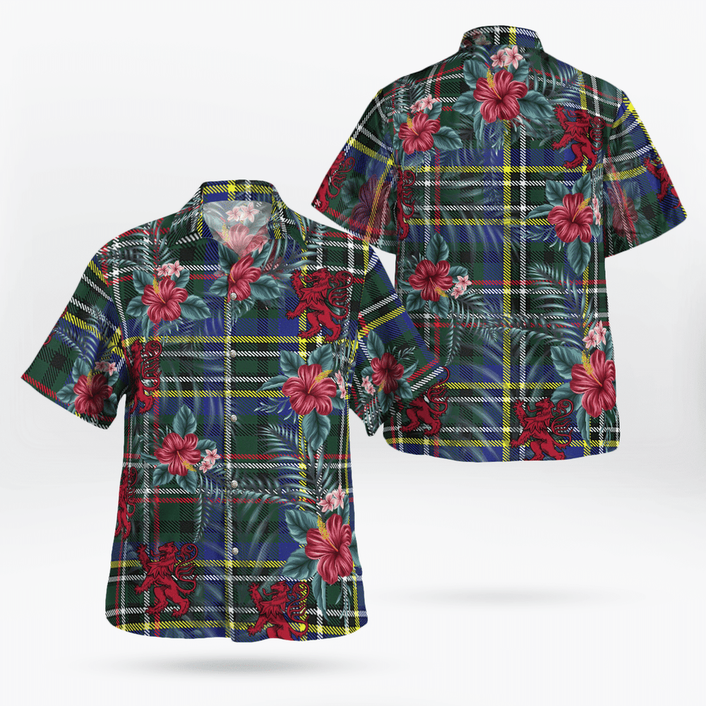 Clan Scott Green Modern Tartan Scottish Lion Hawaiian Shirt PM11 Scott Green Modern Tartan Tartan Hawaii Shirt