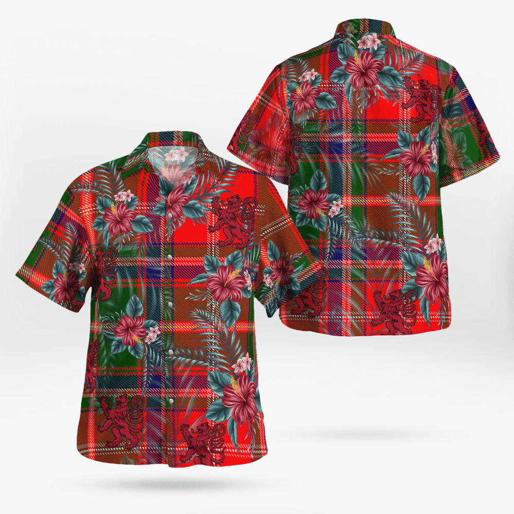 Clan Somerville Modern Tartan Scottish Lion Hawaiian Shirt GU89 Somerville Modern Tartan Tartan Hawaii Shirt