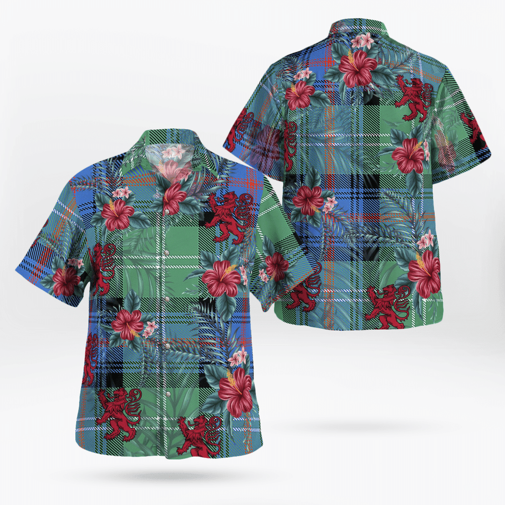Clan Sutherland Old Ancient Tartan Scottish Lion Hawaiian Shirt KB98 Sutherland Old Ancient Tartan Tartan Hawaii Shirt