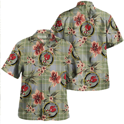 Clan Currie Weathered Tartan Crest Badge Aloha Hawaiian Shirt Tropical Old Style