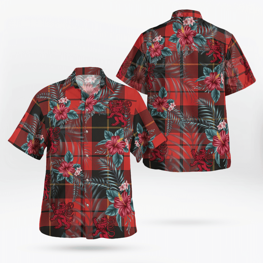Clan Wallace Weathered Tartan Scottish Lion Hawaiian Shirt NX26 Wallace Weathered Tartan Tartan Hawaii Shirt