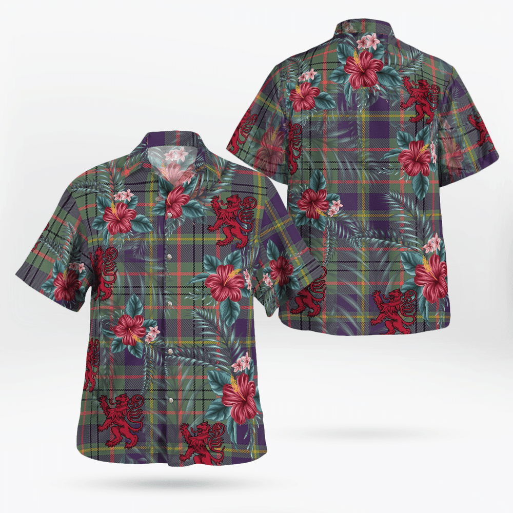 Clan Taylor Weathered Tartan Scottish Lion Hawaiian Shirt OH40 Taylor Weathered Tartan Tartan Hawaii Shirt