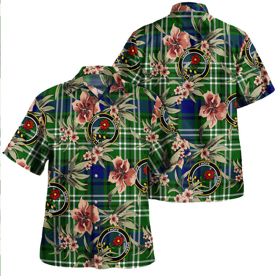 Clan Learmonth Tartan Crest Badge Aloha Hawaiian Shirt Tropical Old Style