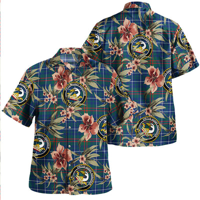 Clan Edmonstone Weathered Tartan Crest Badge Aloha Hawaiian Shirt Tropical Old Style