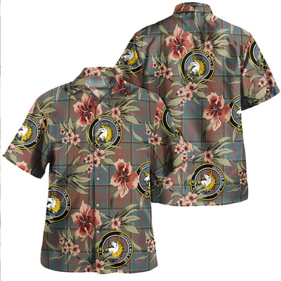 Clan Stewart of Appin Hunting Weathered Tartan Crest Badge Aloha Hawaiian Shirt Tropical Old Style