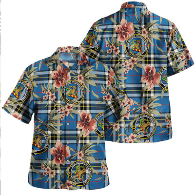 Clan Thomson Blue (MacThomas BlueThompson Dress) Modern Tartan Crest Badge Aloha Hawaiian Shirt Tropical Old Style