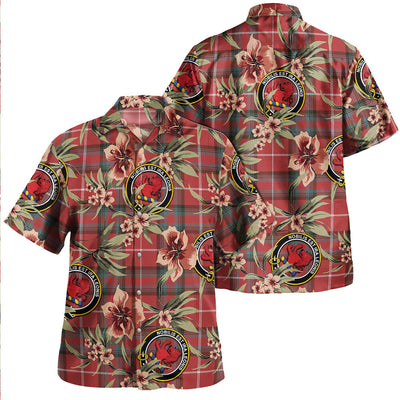 Clan Stuart of Bute Weathered Tartan Crest Badge Aloha Hawaiian Shirt Tropical Old Style NO69