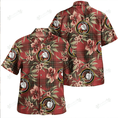 Clan Wemyss Weathered Tartan Crest Badge Aloha Hawaiian Shirt Tropical Old Style