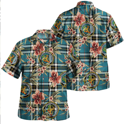 Clan Thomson Blue (MacThomas BlueThompson Dress) Ancient Tartan Crest Badge Aloha Hawaiian Shirt Tropical Old Style
