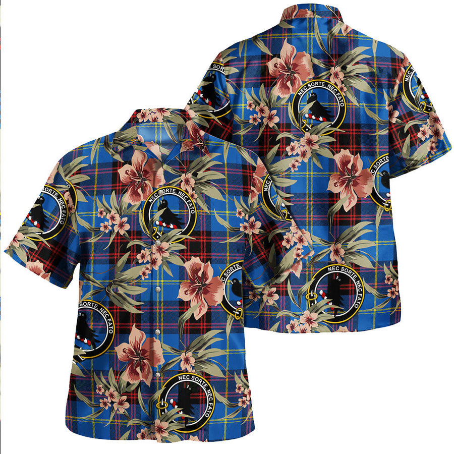 Clan Rutherford Modern Tartan Crest Badge Aloha Hawaiian Shirt Tropical Old Style