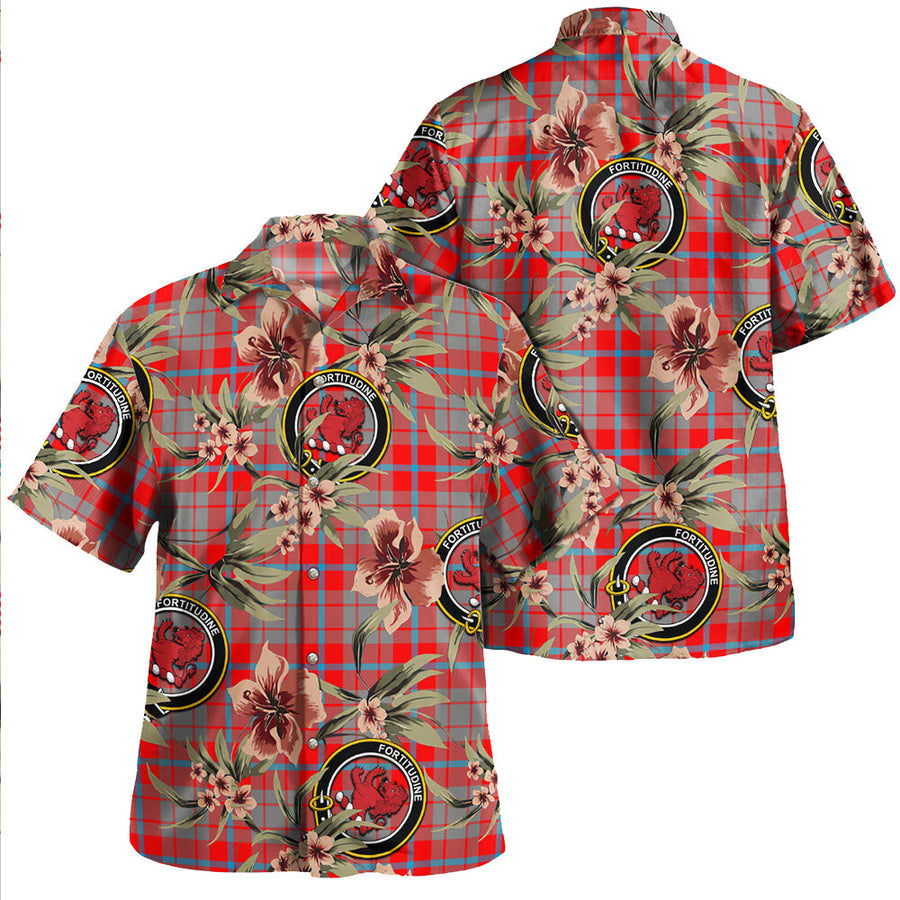 Clan Moubray Tartan Crest Badge Aloha Hawaiian Shirt Tropical Old Style