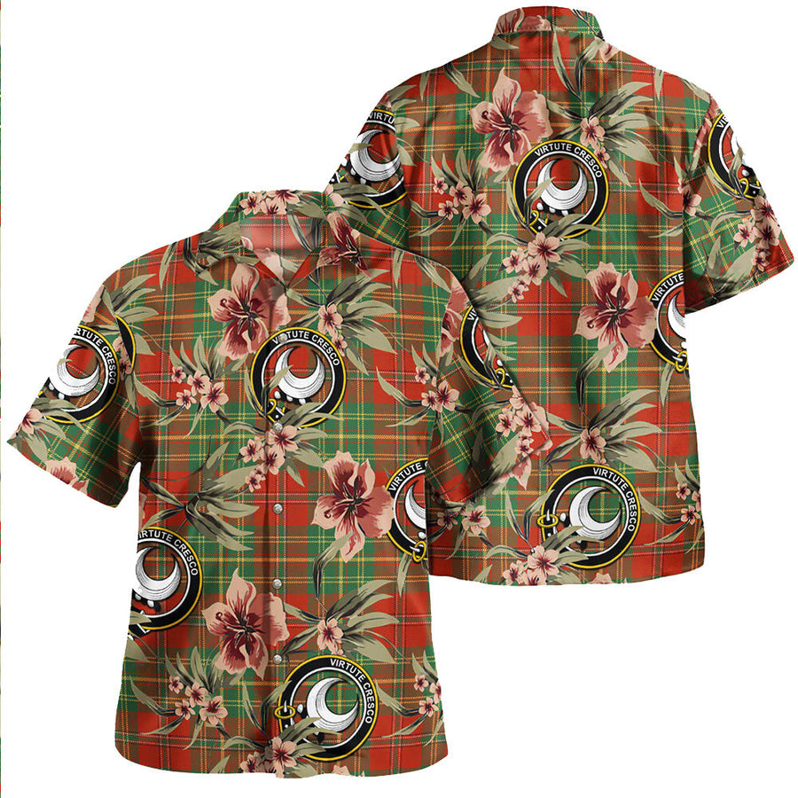 Clan Leask Ancient Tartan Crest Badge Aloha Hawaiian Shirt Tropical Old Style