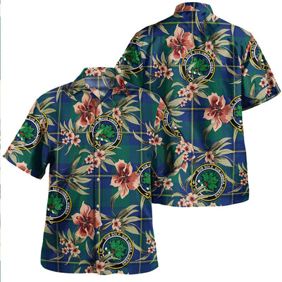 Clan Irvine of Bonshaw Modern Tartan Crest Badge Aloha Hawaiian Shirt Tropical Old Style IK28