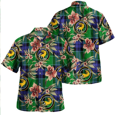 Clan Haldane Tartan Crest Badge Aloha Hawaiian Shirt Tropical Old Style