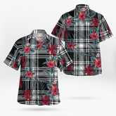 Clan Menzies Black & White Modern Tartan Scottish Lion Hawaiian Shirt EY53 Menzies Black & White Modern Tartan Tartan Hawaii Shirt