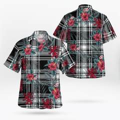 Clan Menzies Black & White Modern Tartan Scottish Lion Hawaiian Shirt EY53 Menzies Black & White Modern Tartan Tartan Hawaii Shirt