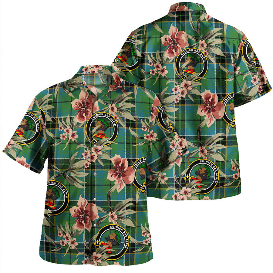 Clan MacAlpine Ancient Tartan Crest Badge Aloha Hawaiian Shirt Tropical Old Style