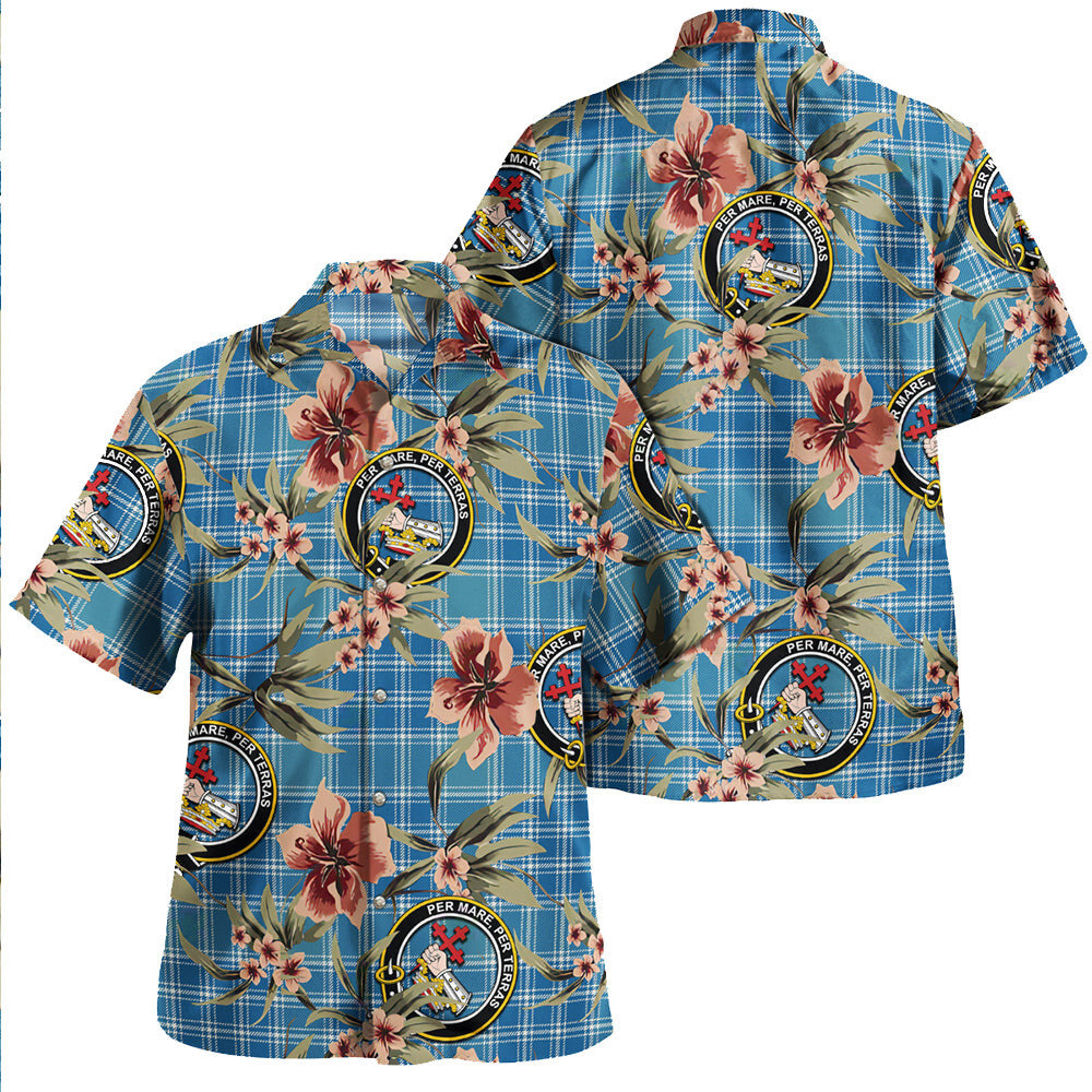 Clan MacDonald Lord of the Isles Hunting Blue (Donald Lord of the Isles Hunting Blue) Ancient Tartan Crest Badge Aloha Hawaiian Shirt Tropical Old Style OI29 MacDonald Lord of the Isles Hunting Blue (Donald Lord of the Isles Hunting Blue) Ancient Tartan Tartan Today