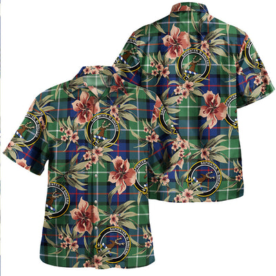Clan Davidson of Tulloch Modern Tartan Crest Badge Aloha Hawaiian Shirt Tropical Old Style