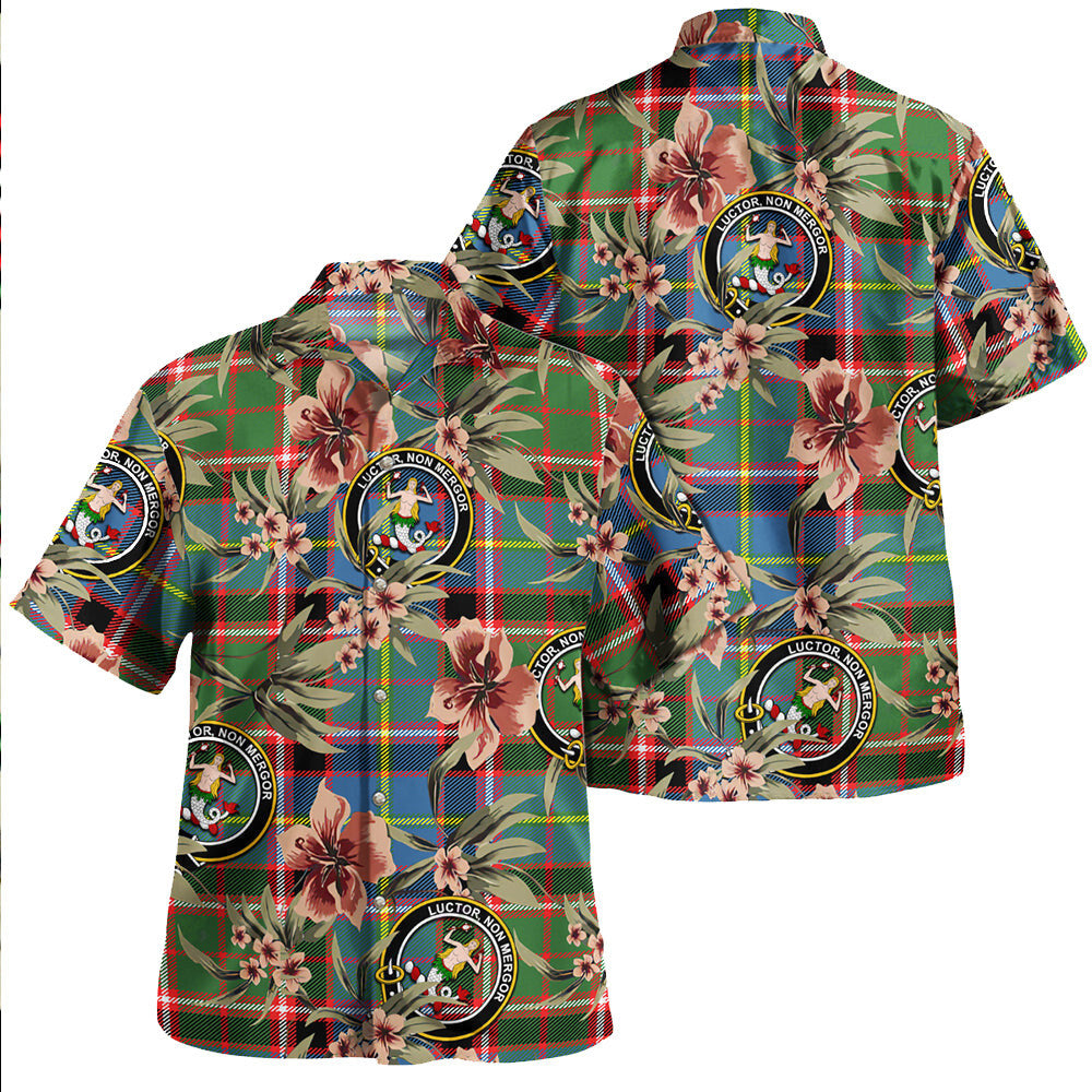 Clan Glass Tartan Crest Badge Aloha Hawaiian Shirt Tropical Old Style YW44 Glass Tartan Tartan Today
