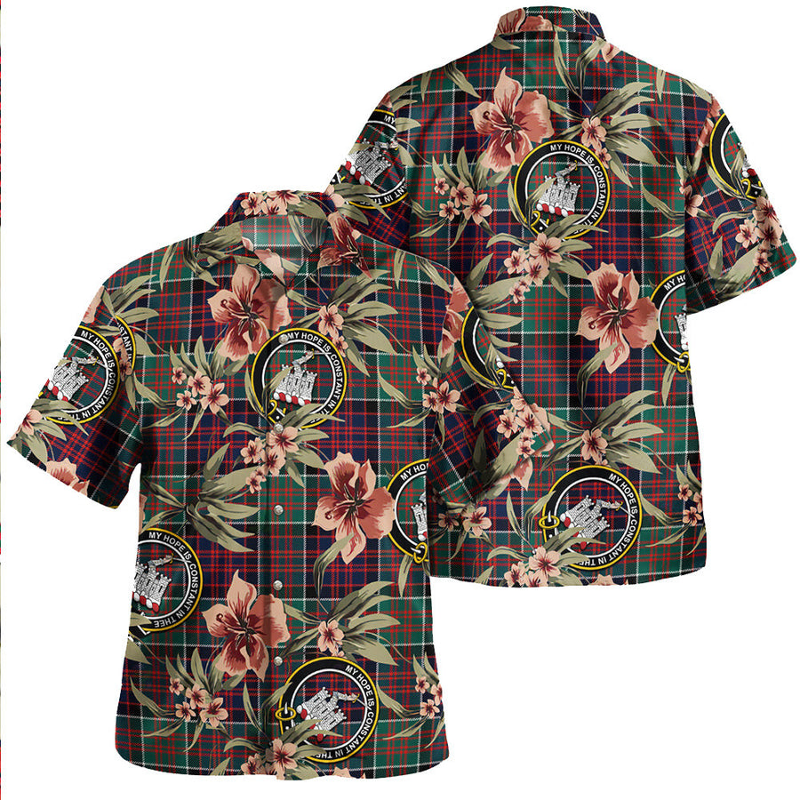 Clan MacDonald of Clanranald Modern Tartan Crest Badge Aloha Hawaiian Shirt Tropical Old Style