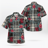 Clan Menzies Black & White Ancient Tartan Scottish Lion Hawaiian Shirt SB46 Menzies Black & White Ancient Tartan Tartan Hawaii Shirt