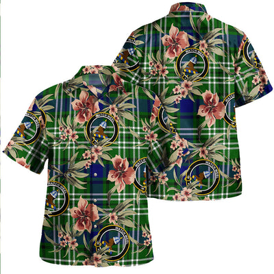 Clan Haliburton Tartan Crest Badge Aloha Hawaiian Shirt Tropical Old Style