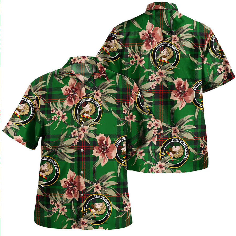 Clan Kirkcaldy Tartan Crest Badge Aloha Hawaiian Shirt Tropical Old Style