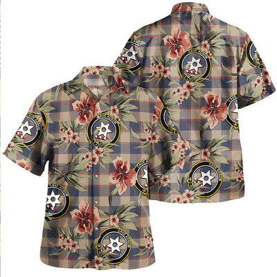 Clan Jardine of Castlemilk Weathered Tartan Crest Badge Aloha Hawaiian Shirt Tropical Old Style XV92