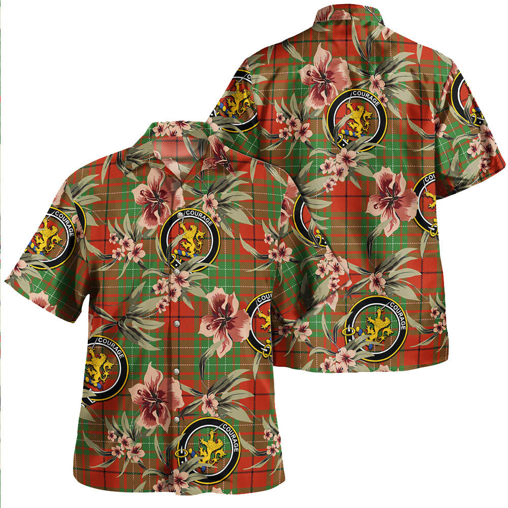 Clan Cumming Ancient Tartan Crest Badge Aloha Hawaiian Shirt Tropical Old Style PU12 Cumming Ancient Tartan Tartan Today