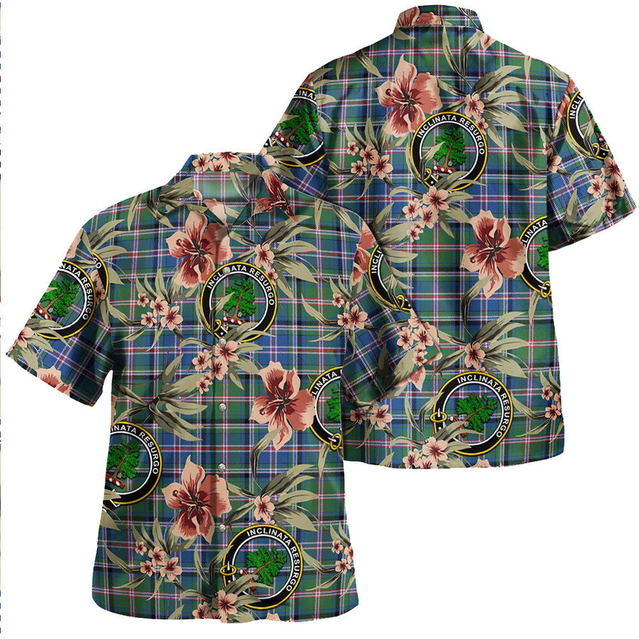 Clan Couper (Cooper) Modern Tartan Crest Badge Aloha Hawaiian Shirt Tropical Old Style