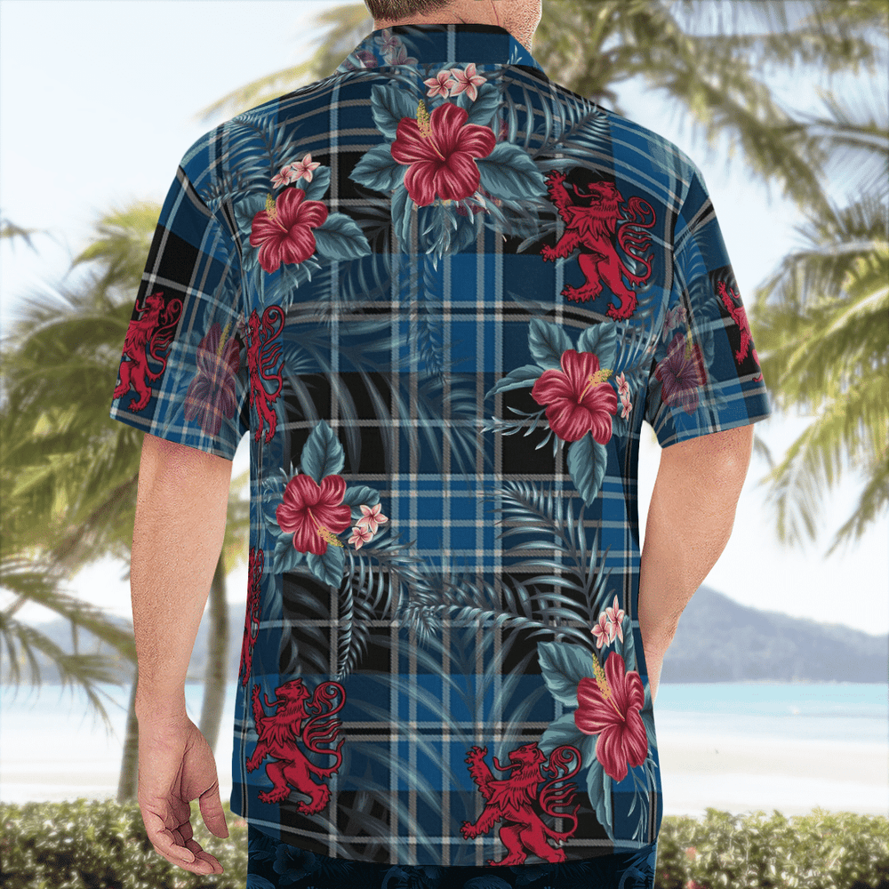 Clan Clergy Blue Tartan Scottish Lion Hawaiian Shirt MF54 Clergy Blue Tartan Tartan Hawaii Shirt