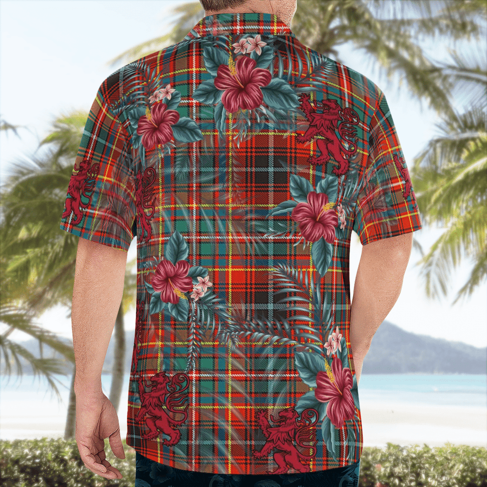 Clan Innes Ancient Tartan Scottish Lion Hawaiian Shirt VS15 Innes Ancient Tartan Tartan Hawaii Shirt