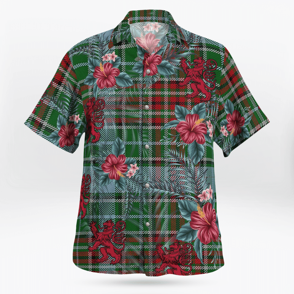 Clan Gayre Tartan Scottish Lion Hawaiian Shirt AN99 Gayre Tartan Tartan Hawaii Shirt