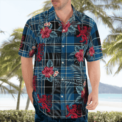 Clan Clergy Blue Tartan Scottish Lion Hawaiian Shirt MF54 Clergy Blue Tartan Tartan Hawaii Shirt