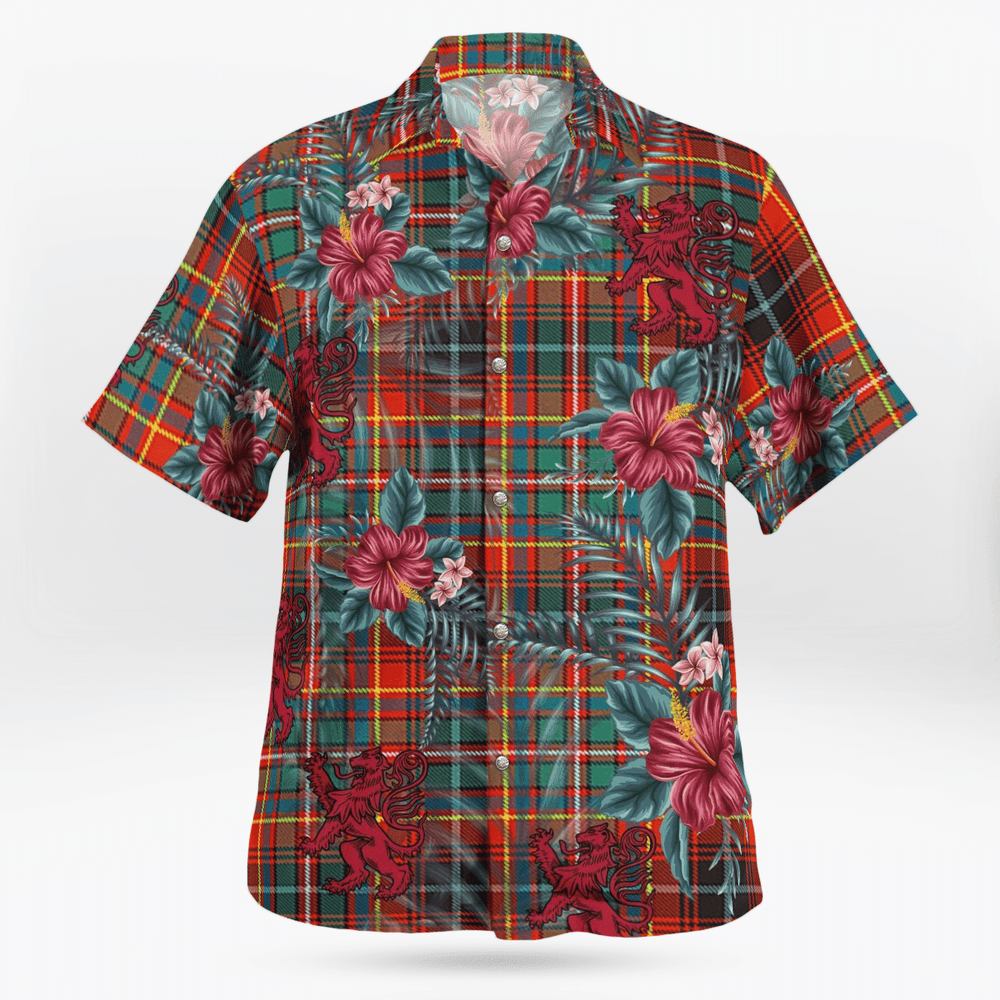 Clan Innes Ancient Tartan Scottish Lion Hawaiian Shirt VS15 Innes Ancient Tartan Tartan Hawaii Shirt