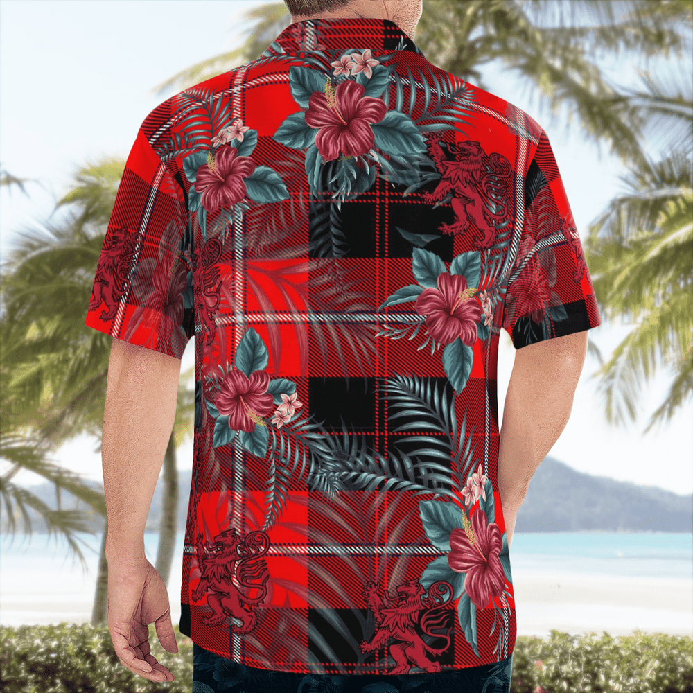 Clan Cunningham Modern Tartan Scottish Lion Hawaiian Shirt SV51 Cunningham Modern Tartan Tartan Hawaii Shirt