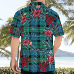 Clan MacEwen Ancient Tartan Scottish Lion Hawaiian Shirt YK22 MacEwen Ancient Tartan Tartan Hawaii Shirt