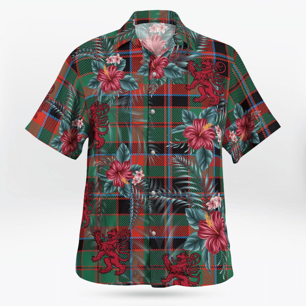 Clan Cumming Hunting Ancient Tartan Scottish Lion Hawaiian Shirt VV98 Cumming Hunting Ancient Tartan Tartan Hawaii Shirt
