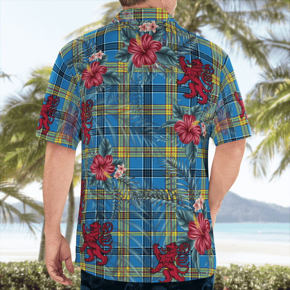 Clan Laing Tartan Scottish Lion Hawaiian Shirt RI89 Laing Tartan Tartan Hawaii Shirt