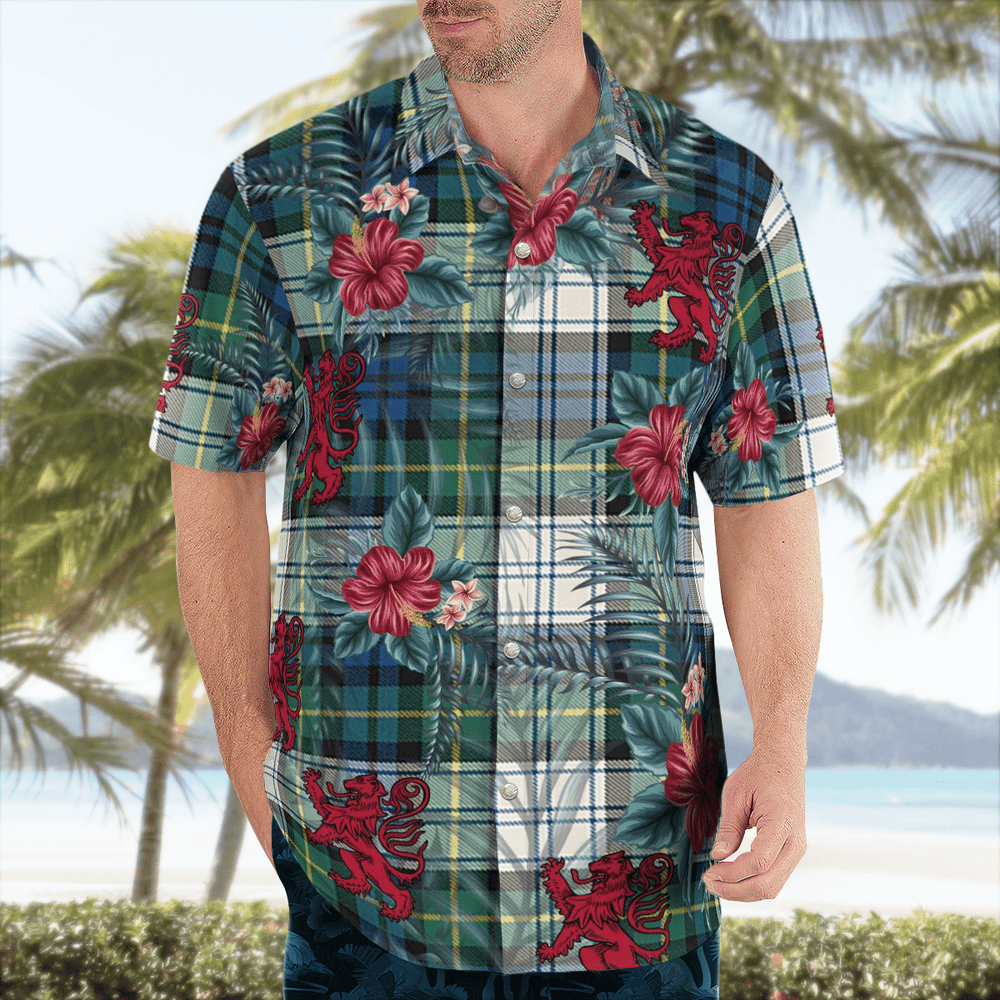 Clan Gordon Dress Ancient Tartan Scottish Lion Hawaiian Shirt PQ36 Gordon Dress Ancient Tartan Tartan Hawaii Shirt