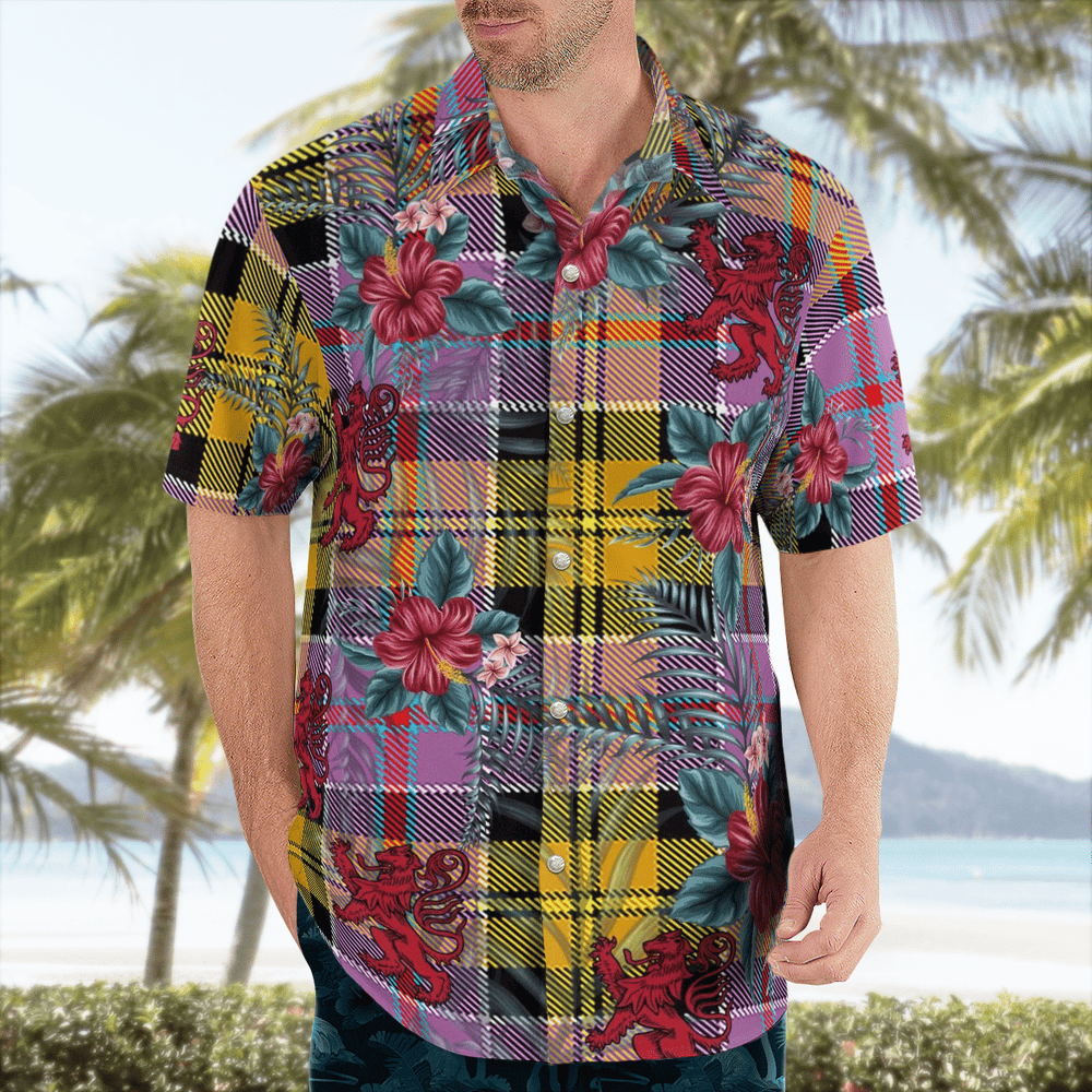 Clan Culloden Ancient Tartan Scottish Lion Hawaiian Shirt FI59 Culloden Ancient Tartan Tartan Hawaii Shirt