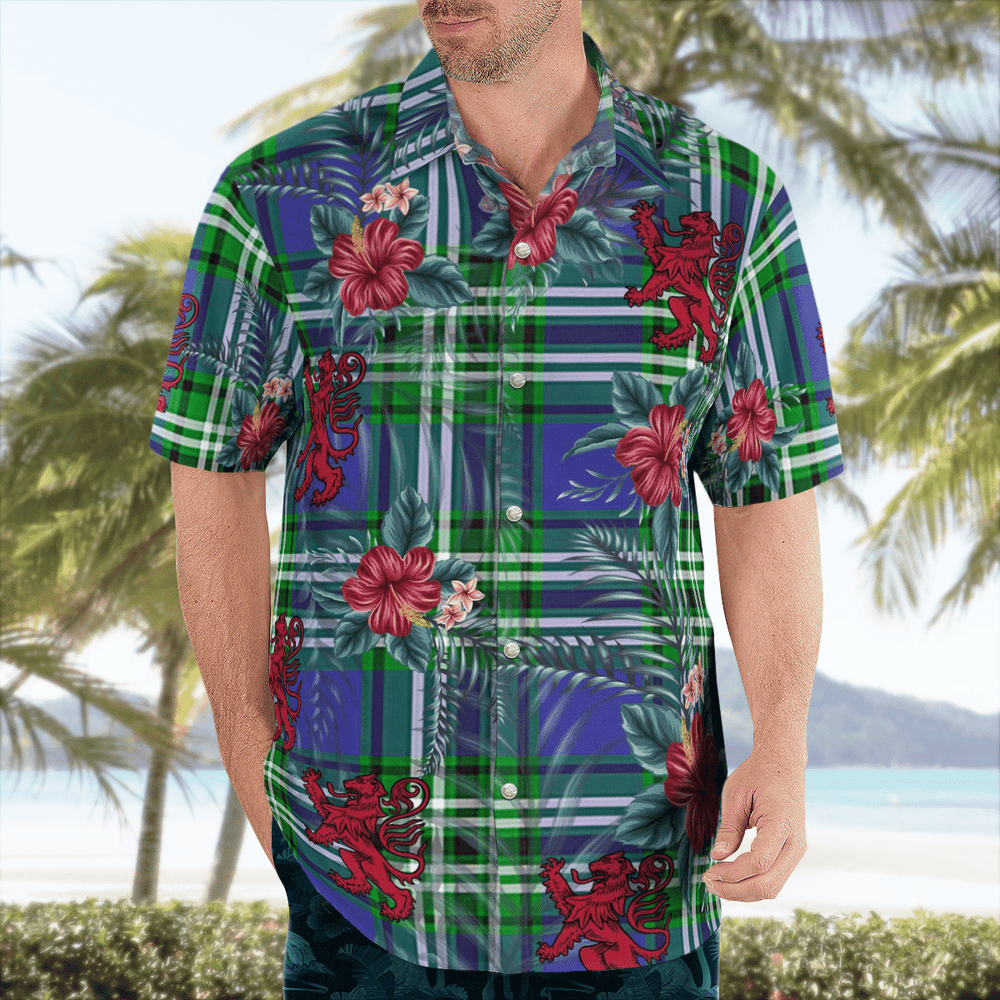 Clan Haliburton Tartan Scottish Lion Hawaiian Shirt FL53 Haliburton Tartan Tartan Hawaii Shirt