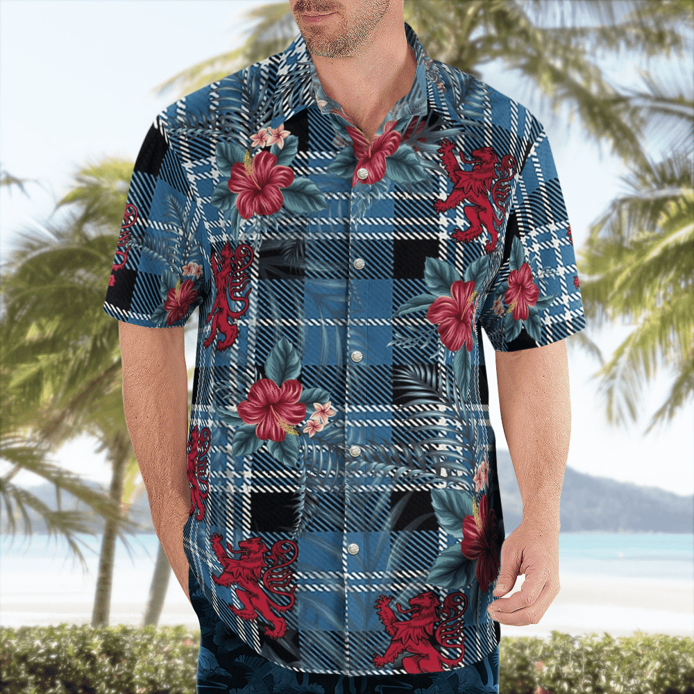 Clan Clark Ancient Tartan Scottish Lion Hawaiian Shirt WG67 Clark Ancient Tartan Tartan Hawaii Shirt