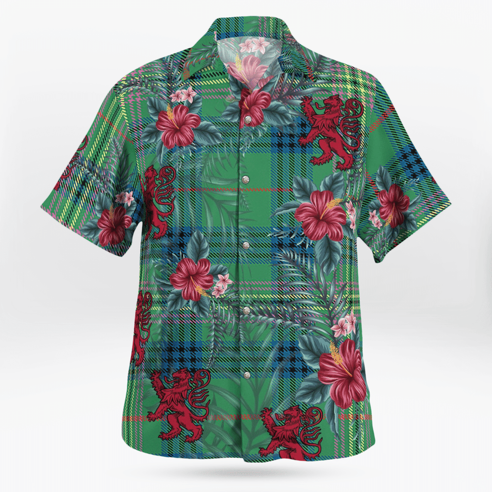 Clan Kennedy Ancient Tartan Scottish Lion Hawaiian Shirt CS17 Kennedy Ancient Tartan Tartan Hawaii Shirt