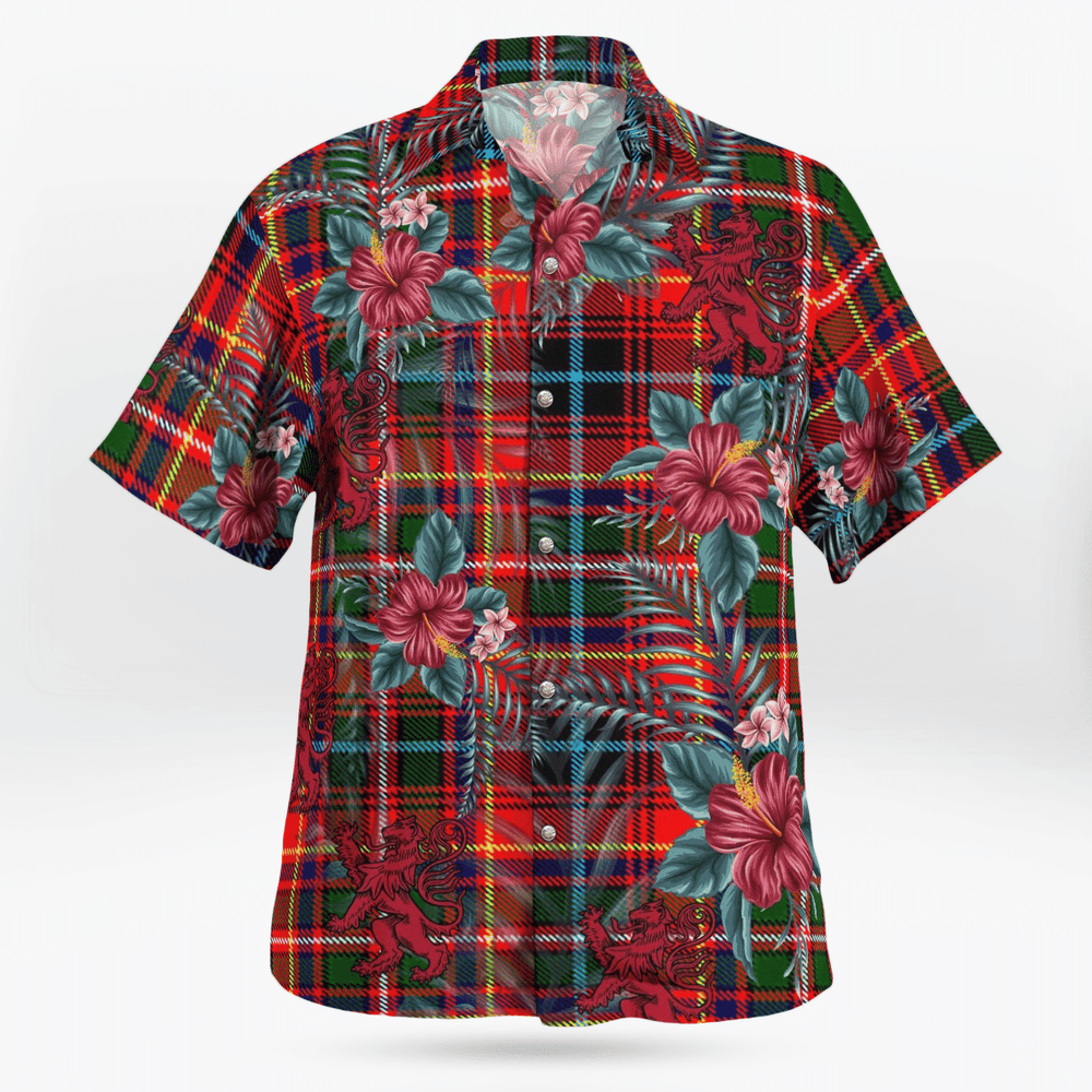 Clan Innes Modern Tartan Scottish Lion Hawaiian Shirt VO57 Innes Modern Tartan Tartan Hawaii Shirt